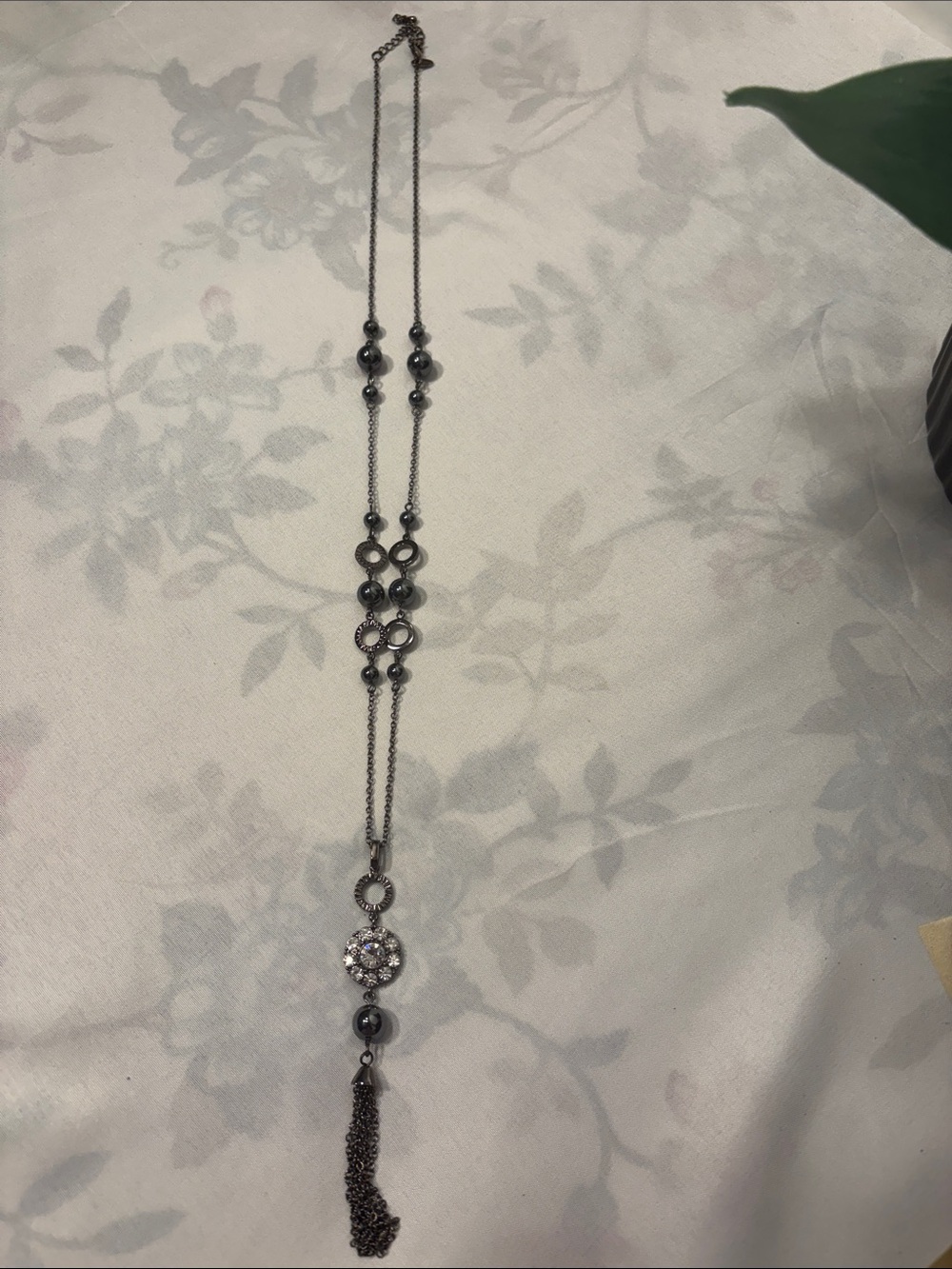 Gunmetal Crystal Tassel Y-Necklace - Women - Picture 5 of 5